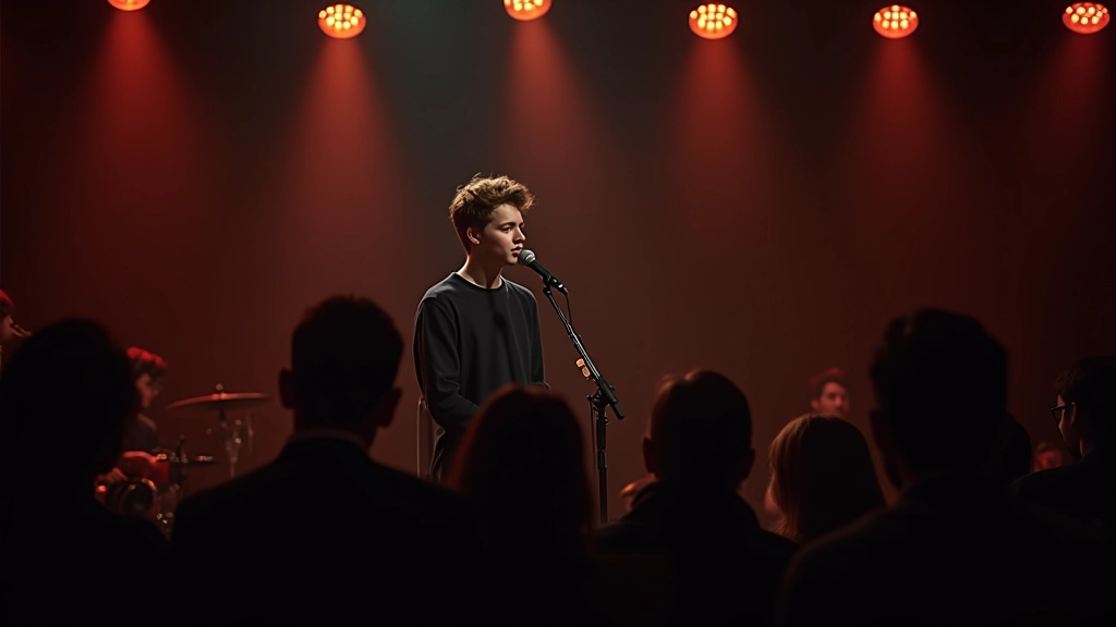 Open mic night with performer on stage