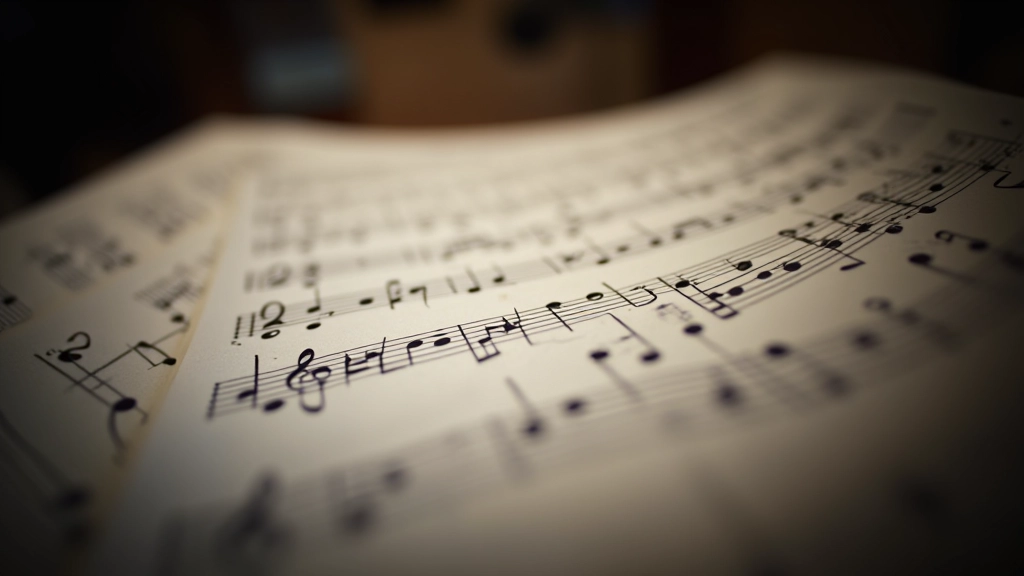 Sheet music notation showing musical arrangements for choir voices in four-part harmony