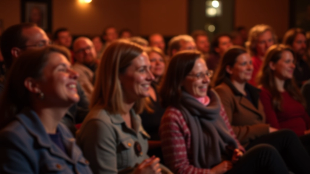 Audience members in folk venue listening intently with visible emotion and engagement