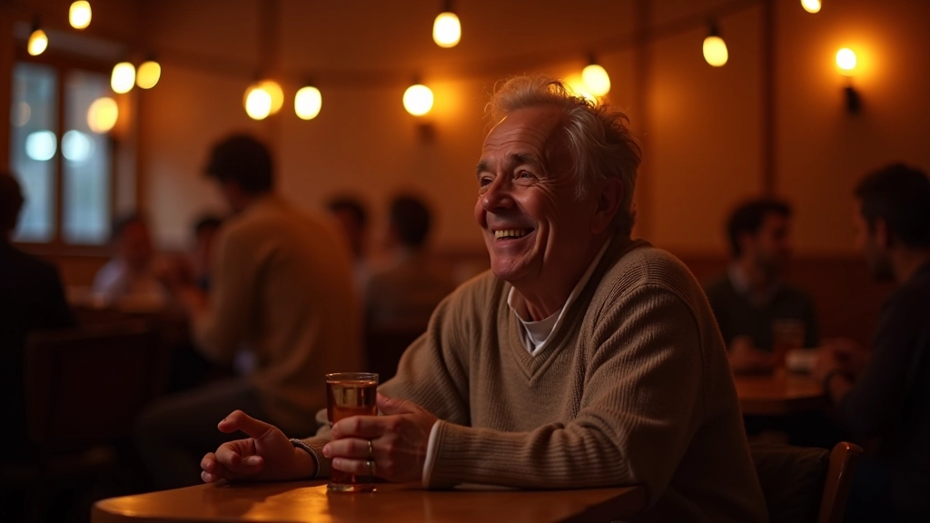 Person enjoying folk music performance with drink at intimate venue table